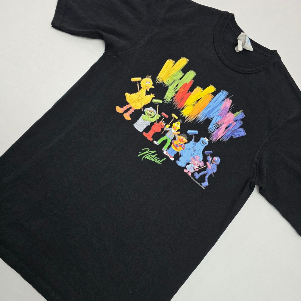Champion Sesame Street Naturel T-Shirt Mens Small Black Graphic GT19T